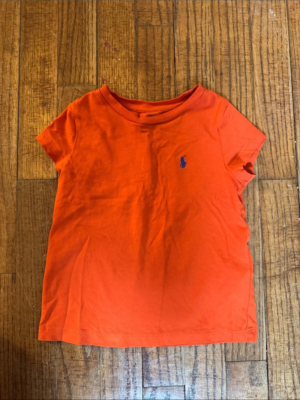 Ralph Lauren Orange Crewneck Short-Sleeve Tee with Blue Pony